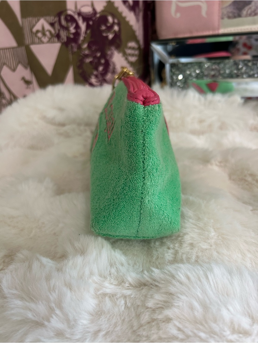 Rare Y2K Vintage 2006 Juicy Royal Couture Watermelon Green Pink Cosmetic Bag - Picture 9 of 15